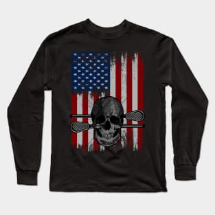 lacrosse american flag Vintage LAX Long Sleeve T-Shirt